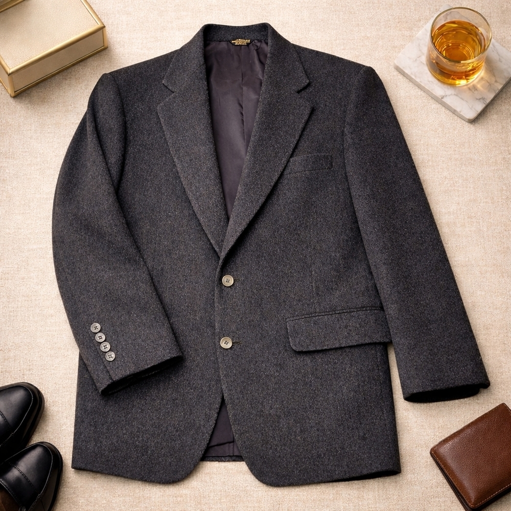 Varsity Men's wear cashmere Gray Blazer Sport Coat Sz.L  Union ACTWU USA